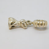 Sterling Silver Sitting Dog Charm Bead For Bracelet  Vintage c2000