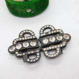 Victorian Cut Steel & Paste Set Small Belt Buckle Antique c1880