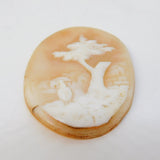 Victorian Carved Shell Cameo Lady in Forest Scene Antique c1880