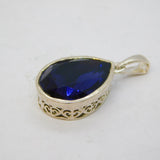 Sterling Silver Amethyst Paste Set Drop Charm Pendant Vintage c1970s