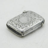 Victorian Sterling Silver Floral Pattern Vesta Case Antique 1899 Birmingham