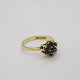 Sterling Silver 7 Sapphire Cluster Dress Ring Vintage 1982 Birmingham Size I 1/2