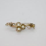 Sterling Silver Triple Pearl Ribbon Form Bar Brooch Pin Vintage c1970