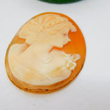 Carved Shell Cameo Female in Profile Vintage c1960