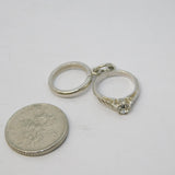 Sterling Silver Wedding Engagement Ring Charm Pendant Vintage c1970