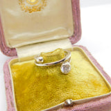 Sterling Silver Twist Band Ring With Diamond Paste Vintage c1970 Size O