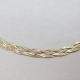 Italian Sterling Silver Flat Braided Collar Style Necklace Contemporary c1990