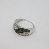 Sterling Silver Blue & White Diamond Modernist Ring Vintage c1970 Size R 1/2