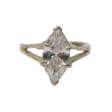 Sterling Silver Marquise Cut Spinel Solitaire Ring Vintage c1970 Size L 1/2 UK
