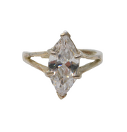 Sterling Silver Marquise Cut Spinel Solitaire Ring Vintage c1970 Size L 1/2 UK