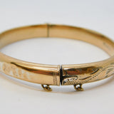 Gold on Sterling Silver Floral Pattern Bangle Bracelet Vintage 1992 Birmingham