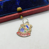 Sterling Silver & Enamel Beaulieu Travel Shield Charm Pendant Vintage c1970