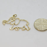 Sterling Silver Novelty Elephant Outline Charm Pendant Vintage c1970s