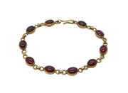 Sterling Silver 10 Cabochon Garnet Linked Studio Bracelet Vintage c1970