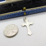 Sterling Silver Cross or Crucifix Charm Pendant Vintage c1970