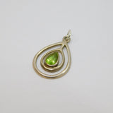 Sterling Silver Peridot Peardrop Studio Style Charm Pendant Contemporary c1990s