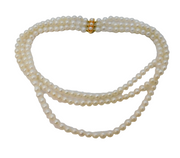 J. Köhle 9ct Gold & Cultured Pearl Triple Strand Necklace Vintage c1960s