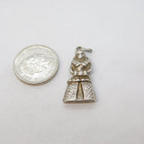 Sterling Silver Tudor Lady Charm Pendant Vintage c1970