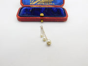 Sterling Silver Faux Pearl Trio Drop Charm Pendant Vintage c1970