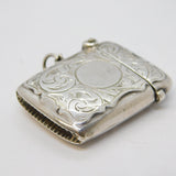 Sterling Silver Floral Pattern Vesta Case Antique 1928 Birmingham