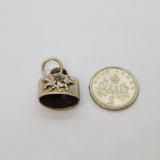 Sterling Silver Floral Cow Bell 'Samoens' Souvenir Charm Pendant Vintage c1970s