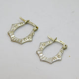 Pair of Sterling Silver Modernist Patterned Huggie Hoop Earrings Modern c1990