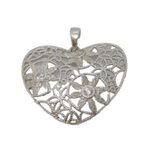 Sterling Silver Spinel Set Heart Charm Pendant Vintage c1970