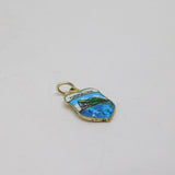 Sterling Silver & Enamel Gibralter Travel Shield Charm Pendant Vintage c1970