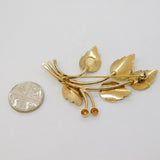 Jemax Sterling Silver Gilt & Yellow Enamel Floral Spray Brooch Vintage c1950s