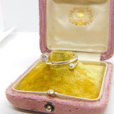 Sterling Silver Wrap Band Ring With Diamond Paste Vintage c1970 Size N