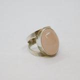Scottish Sterling Silver Cabochon Rose Quartz Statement Ring Modern c1990 Size M