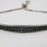 Sterling Silver Graduating Blue Diamond Tassel Bracelet Vintage c2000