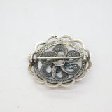 Scandinavian Sterling Silver & Gold Turquoise Filigree Art Deco Brooch Pin c1930