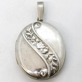 Sterling Silver Victorian Style Floral Locket Pendant Vintage c1970
