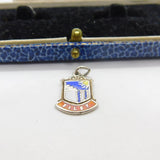 Sterling Silver and Coloured Enamel Travel Shield 'Filey' Charm Vintage c1970