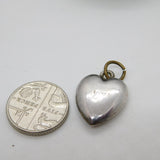 Sterling Silver Swallow Pattern Puffy Heart Charm Pendant Vintage c1970