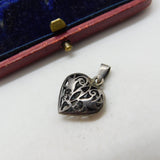 Sterling Silver Cut-Out Bubble Heart Charm Pendant Vintage c1970