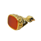 George III 12ct Gold Cased Carnelian Agate Floral Chased Fob Seal Antique c1820