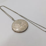 Sterling Silver Floral Round Locket Pendant Necklace Vintage 1976 Birmingham