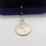 Sterling Silver French 50 Centimes Charm Pendant Antique 1916 WW1