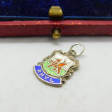 Sterling Silver & Enamel Welsh Rhyl Travel Shield Charm Pendant Vintage c1970