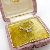 Silver Gilt Engagement Ring With Diamond Paste Vintage c1970 Size P