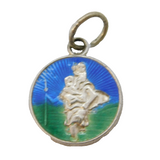 Sterling Silver Enamel St Christopher Charm Pendant Vintage c1970