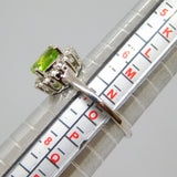 Sterling Silver Oval Peridot & White Sapphire Ring Vintage c1970 Size N 1/2
