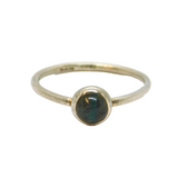 Sterling Silver Moss Agate Solitaire Studio Dress Ring Vintage 1978 Size L 1/2