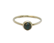 Sterling Silver Moss Agate Solitaire Studio Dress Ring Vintage 1978 Size L 1/2