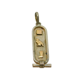 Gold On Sterling Silver Egyptian Hieroglyphs Ingot Style Pendant Vintage c1970s