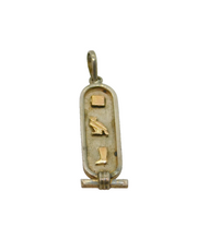 Gold On Sterling Silver Egyptian Hieroglyphs Ingot Style Pendant Vintage c1970s