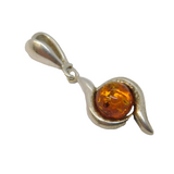 Sterling Silver Baltic Amber Drop Charm Pendant Vintage c1970s