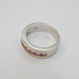 Sterling Silver 7 Pink CZ Half Eternity Band Ring Vintage c1990 Size P 1/2